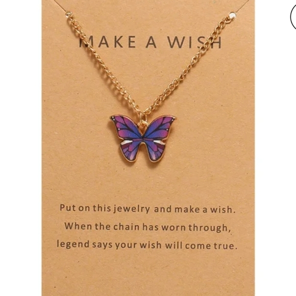 Jewelry - Butterfly Pendant Necklace - Purple and Gold